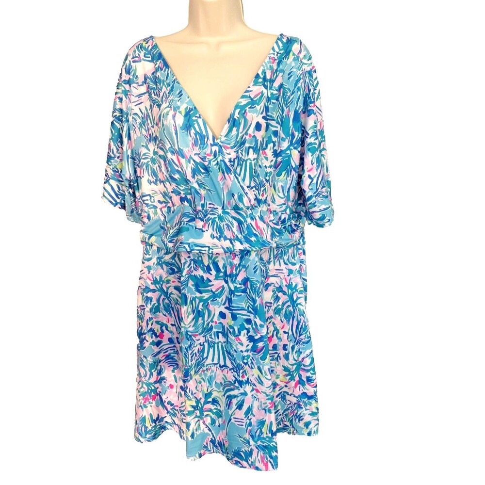 Lilly Pulitzer Parigi Romper Sz XL- XXL "Blue Ibiza Cabana Cocktail" No Tags - Picture 2 of 4